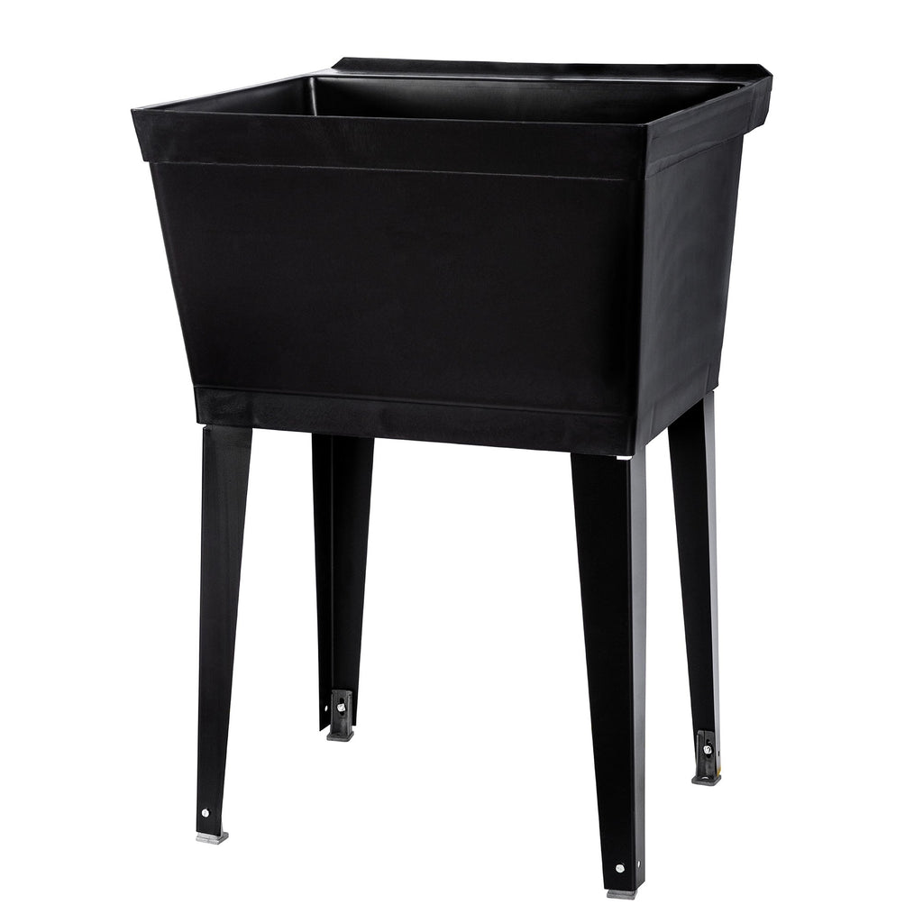 Tehila Standard Freestanding Black Utility Sink with Black Legs, Water Supply Lines Included