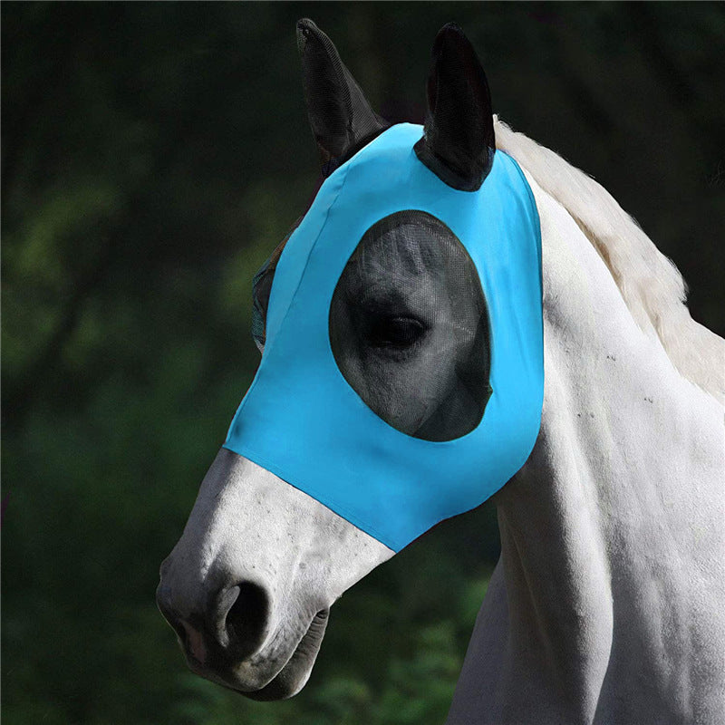 Lycra Horse Fly Mask With Ears Comfort Fit Mesh Trail Pasture Sun UV Protection