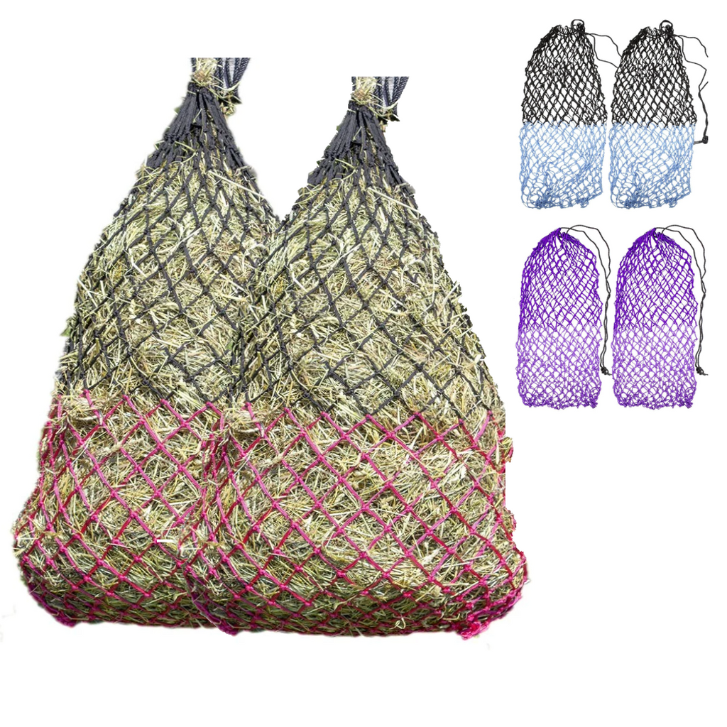 Derby Originals Set of 2 Superior Slow Feed 56" Soft Mesh Hanging Hay Net for Horses