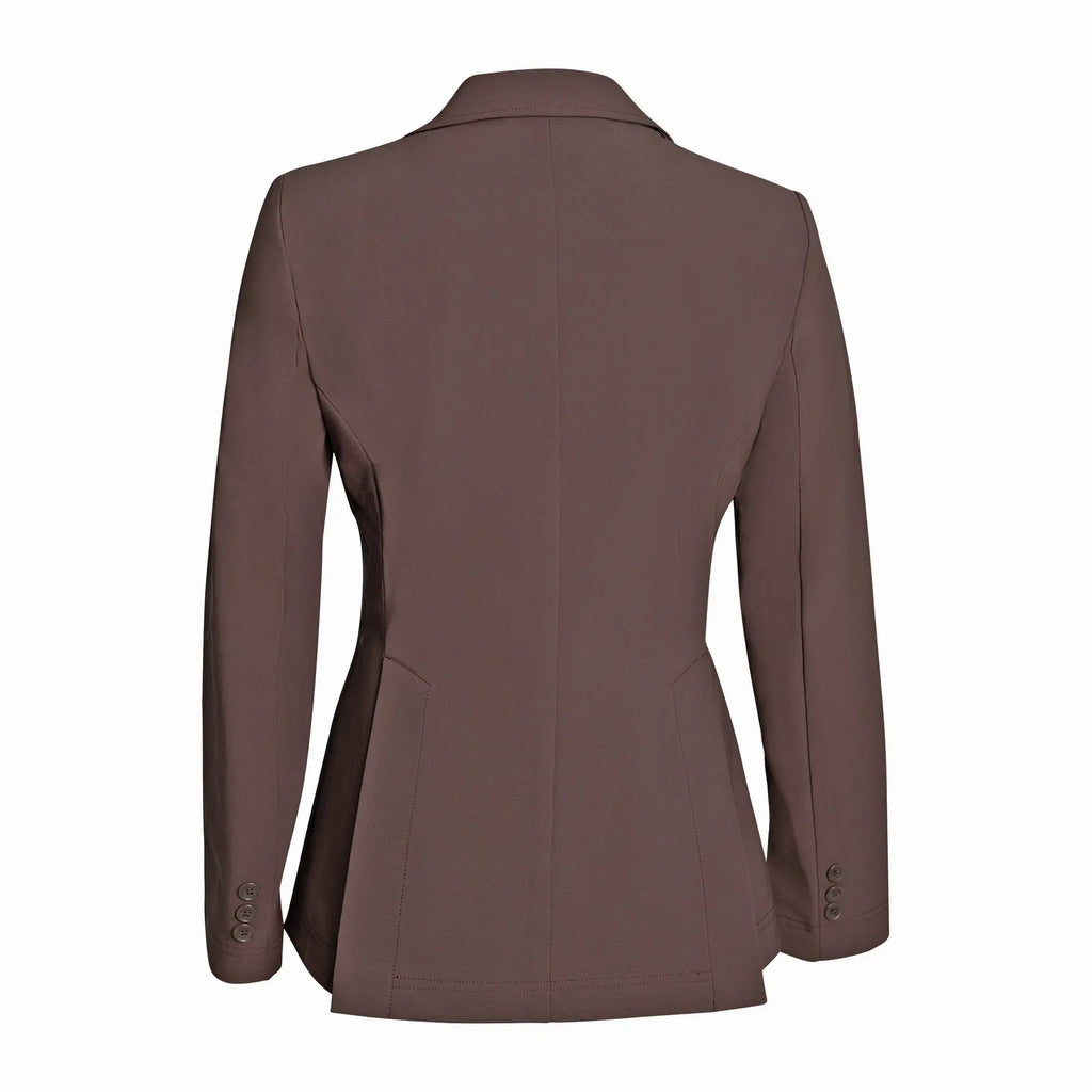 Grand Prix Ladies EQJ 3 Button Show Coat, NY Tech Fabric, Chocolate