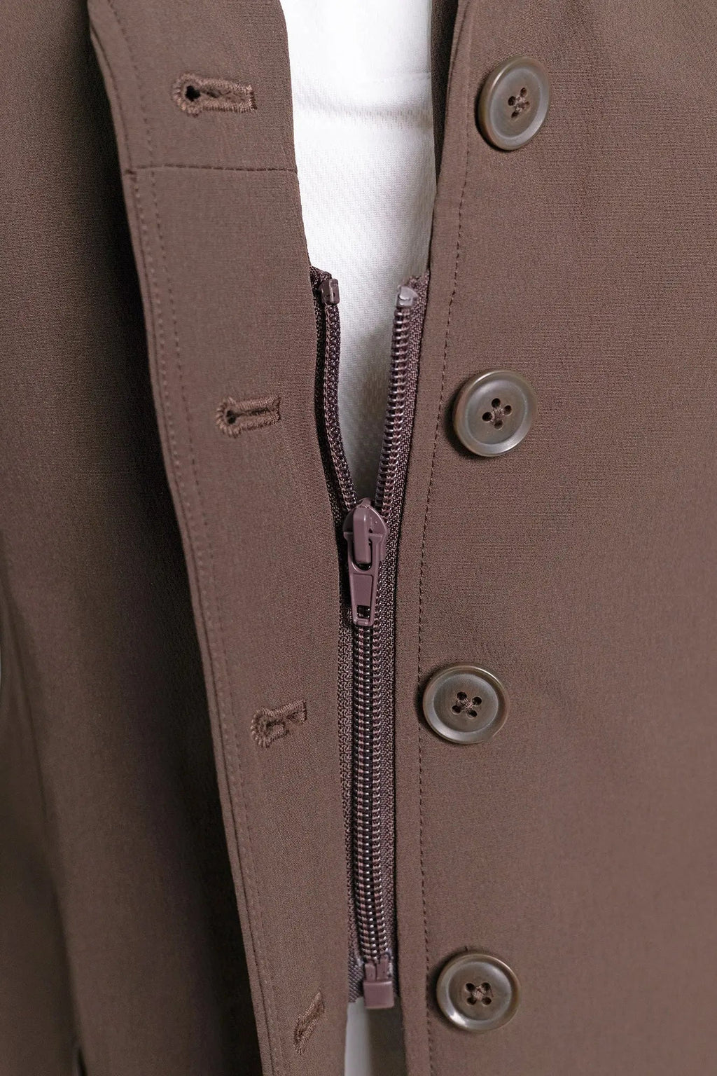 Grand Prix Quinn Show Jacket, 4 Button Front with Hidden Zipper Closure, Chocolate