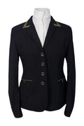 Grand Prix Saltare Premio 4 Button Riding Show Coat, Black with Moss Green