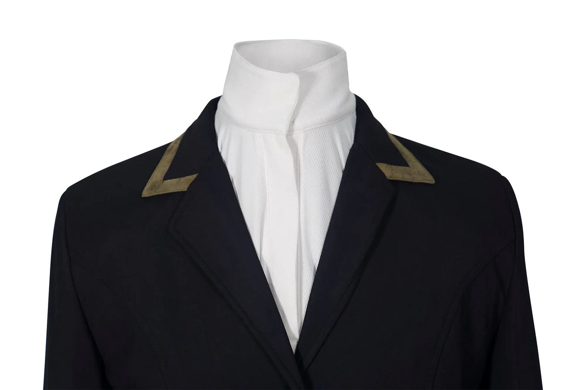 Grand Prix Saltare Premio 4 Button Riding Show Coat, Black with Moss Green