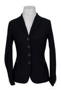 Grand Prix Saltare Premio 4 Button Riding Show Coat, Black with Dark Green