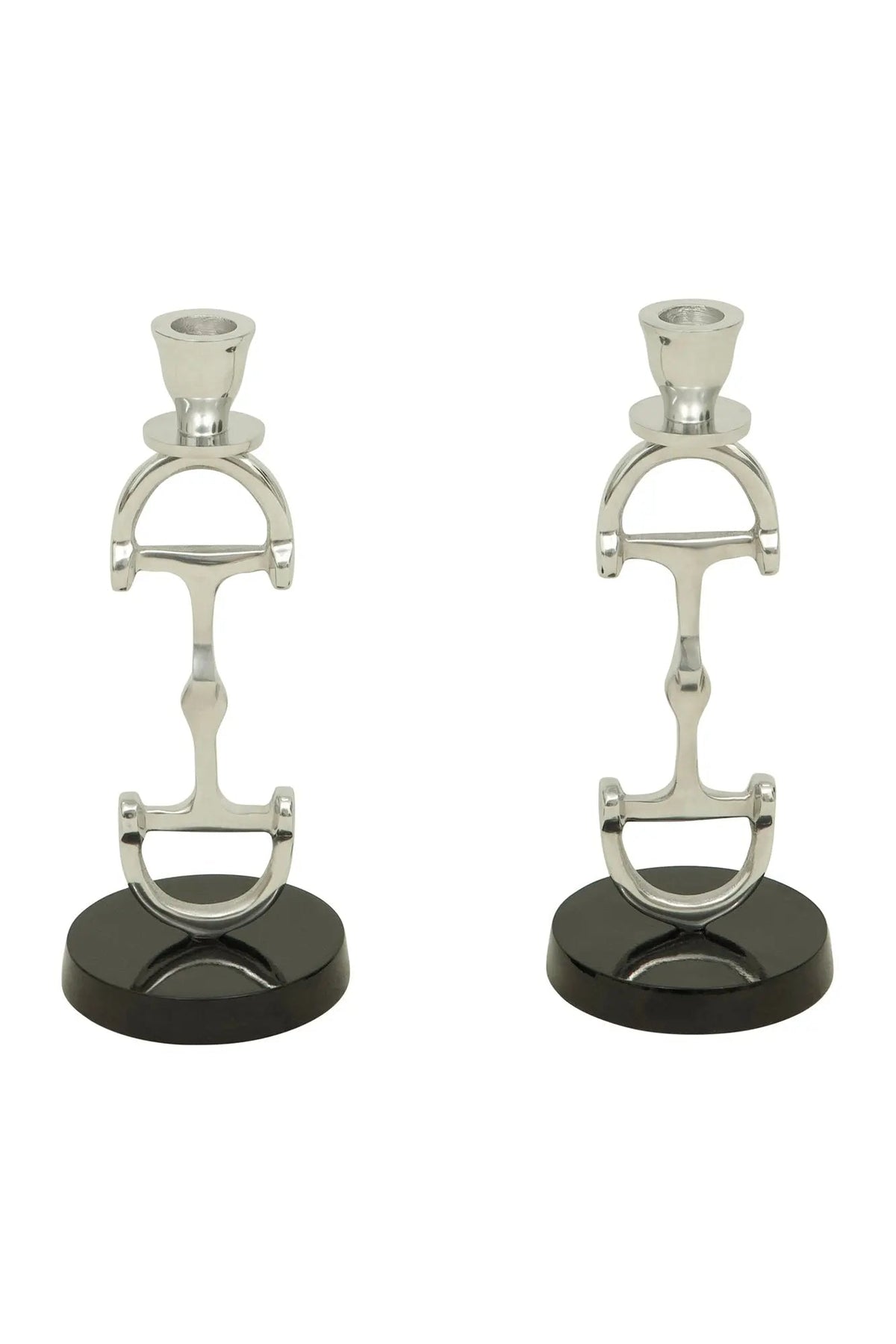 Huntley D Bit Pair of Candlesticks, Pair in Aluminum Silver Finish
