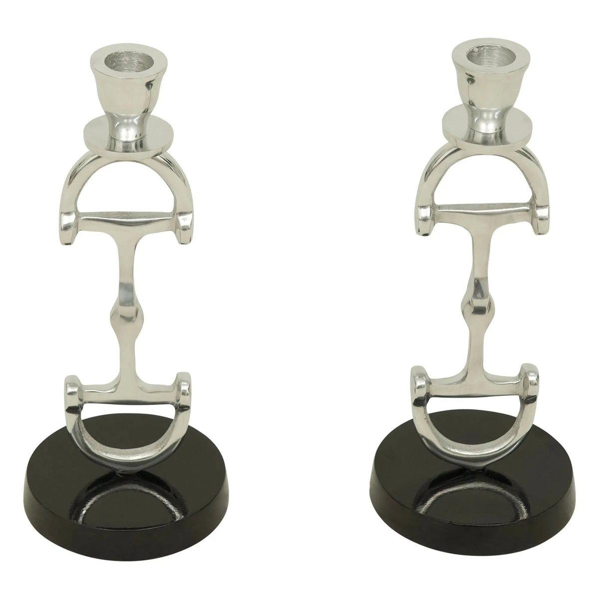 Huntley D Bit Pair of Candlesticks, Pair in Aluminum Silver Finish