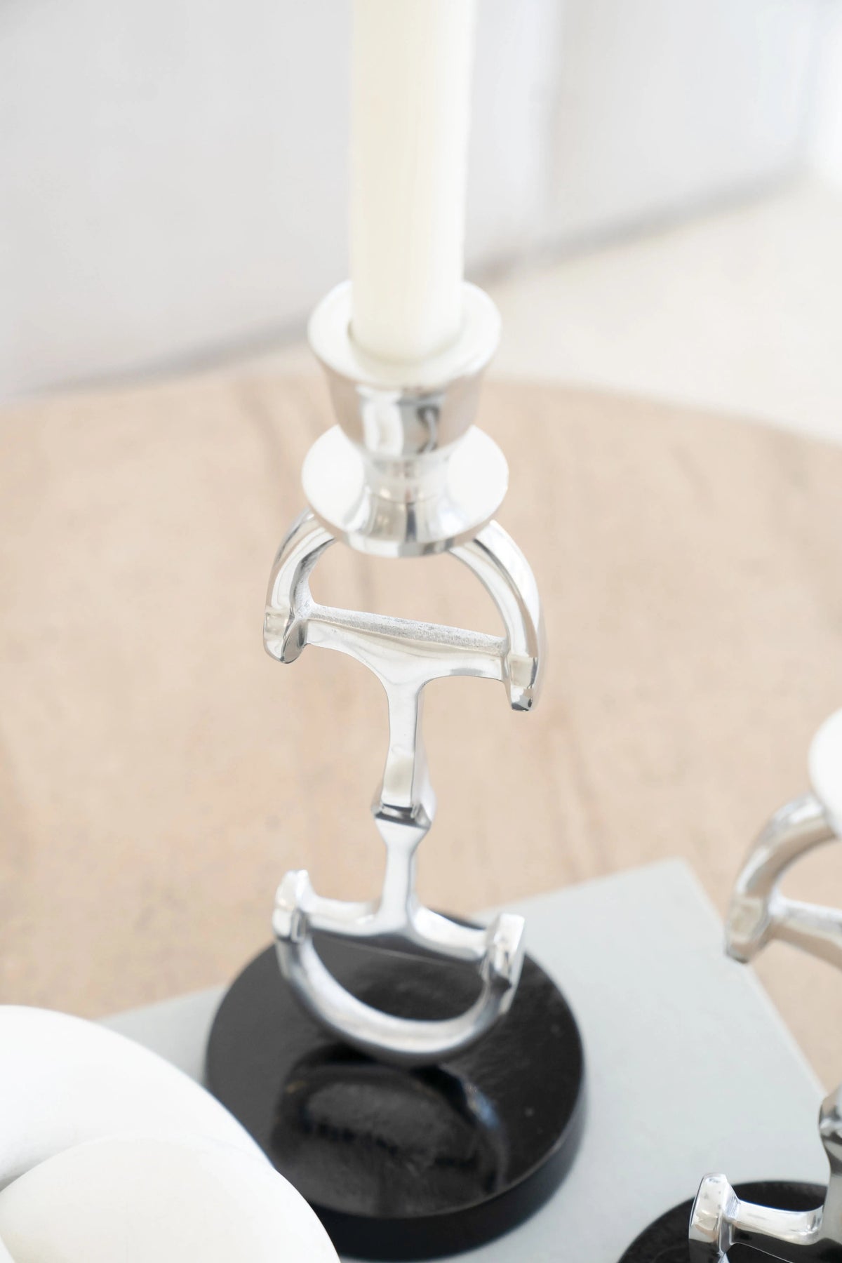 Huntley D Bit Pair of Candlesticks, Pair in Aluminum Silver Finish