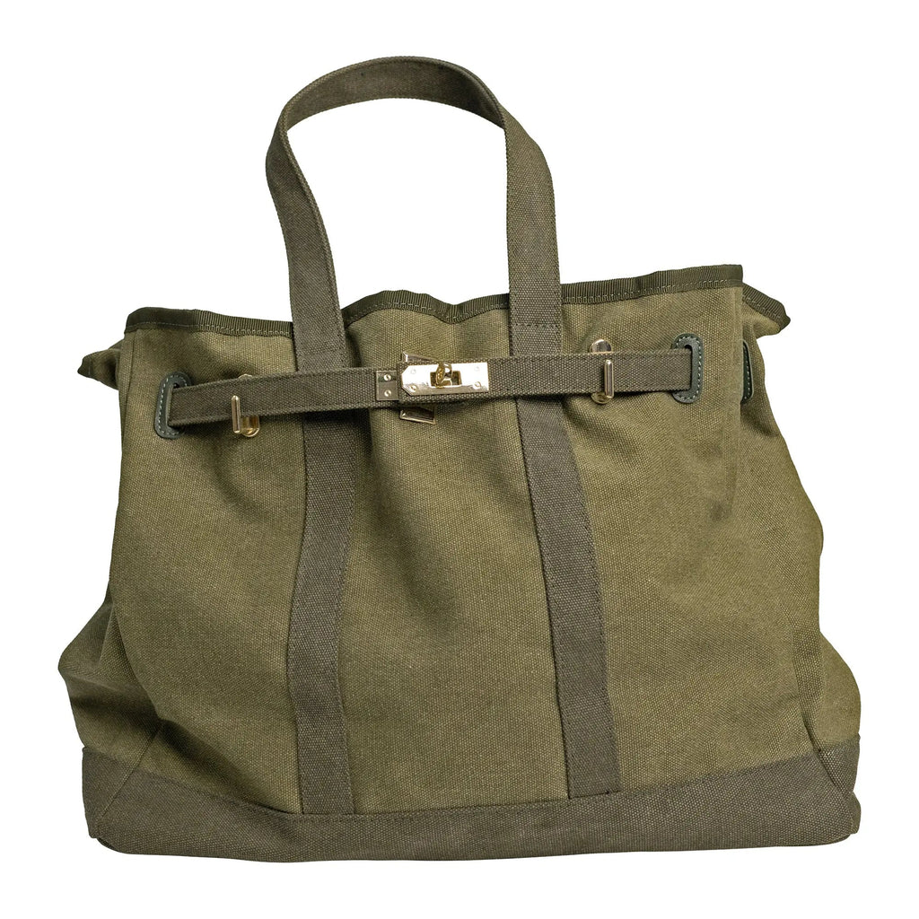 Huntley Equestrian Barnkin Canvas Tote with Gold Hardware, Military Olive