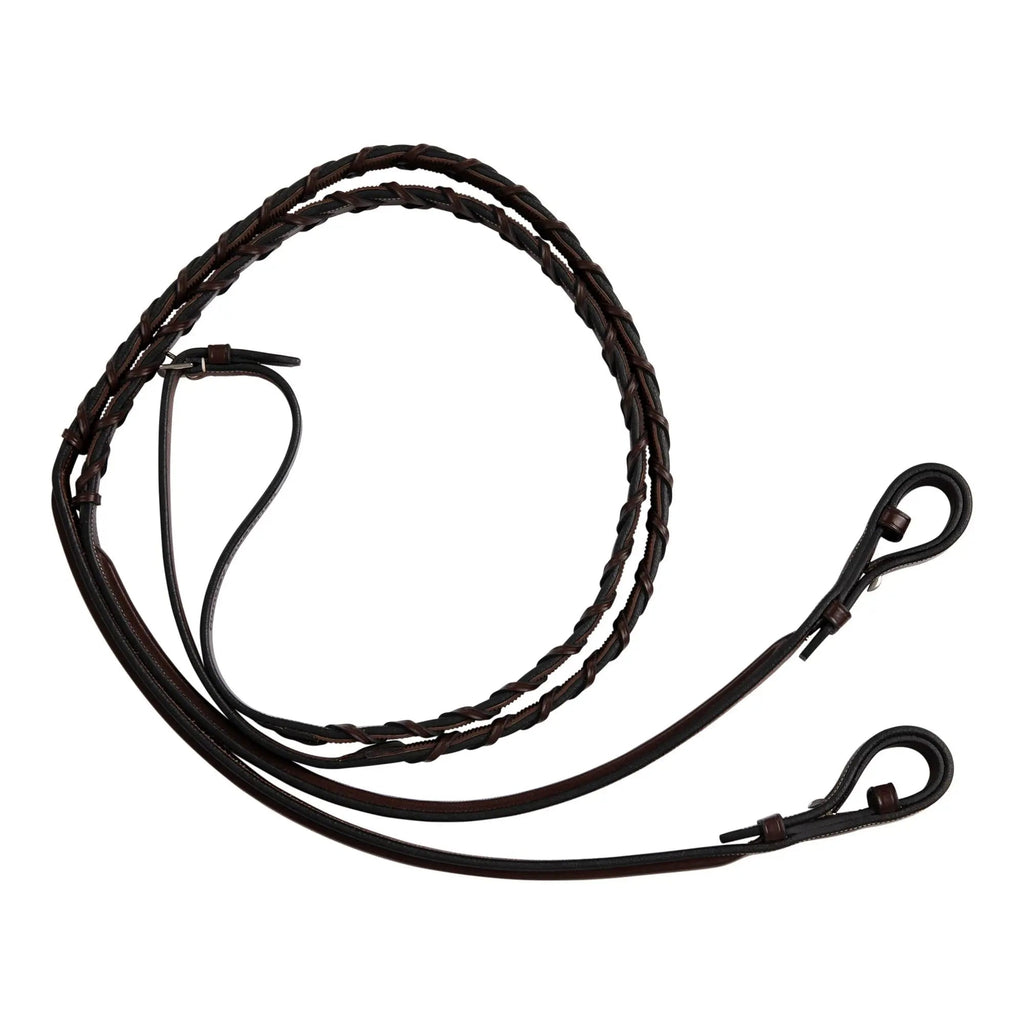 Huntley Equestrian Fancy Stitched Rubber Lined Laced Reins, Size Full
