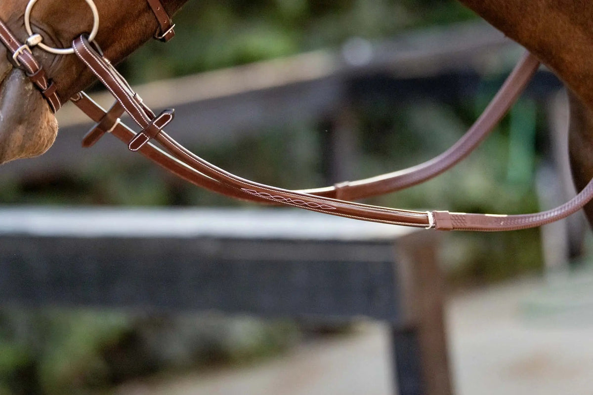 Huntley Equestrian Fancy Stitched Rubber Reins, 5/8" Inch Width