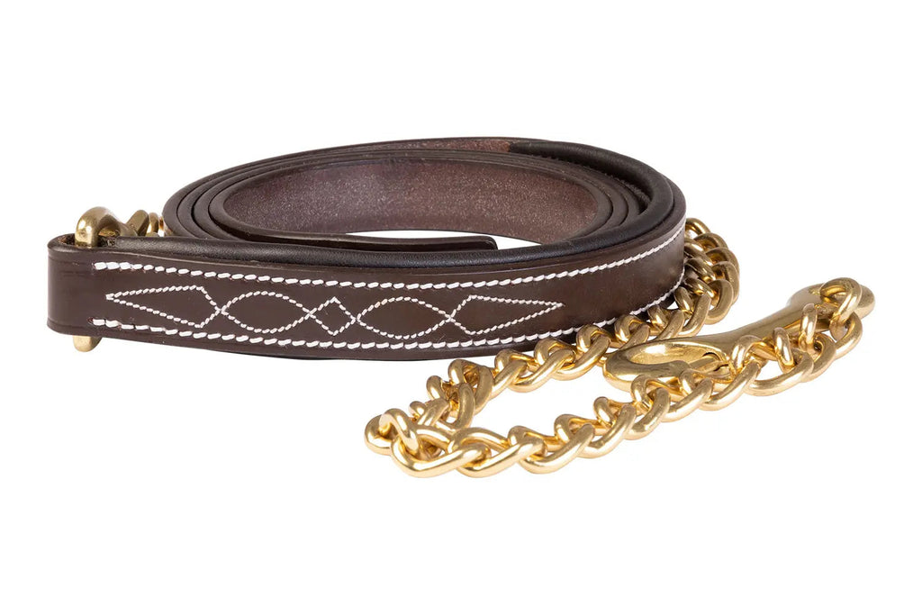 Huntley Equestrian Leather Lead with Brass Chain