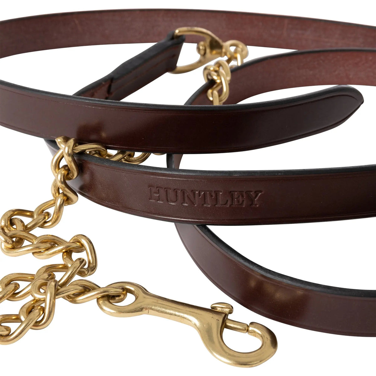 Huntley Equestrian Leather Lead with Brass Chain