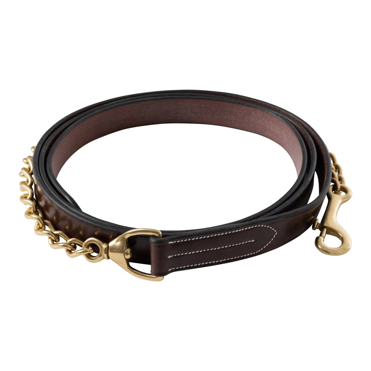 Huntley Equestrian Leather Lead with Brass Chain