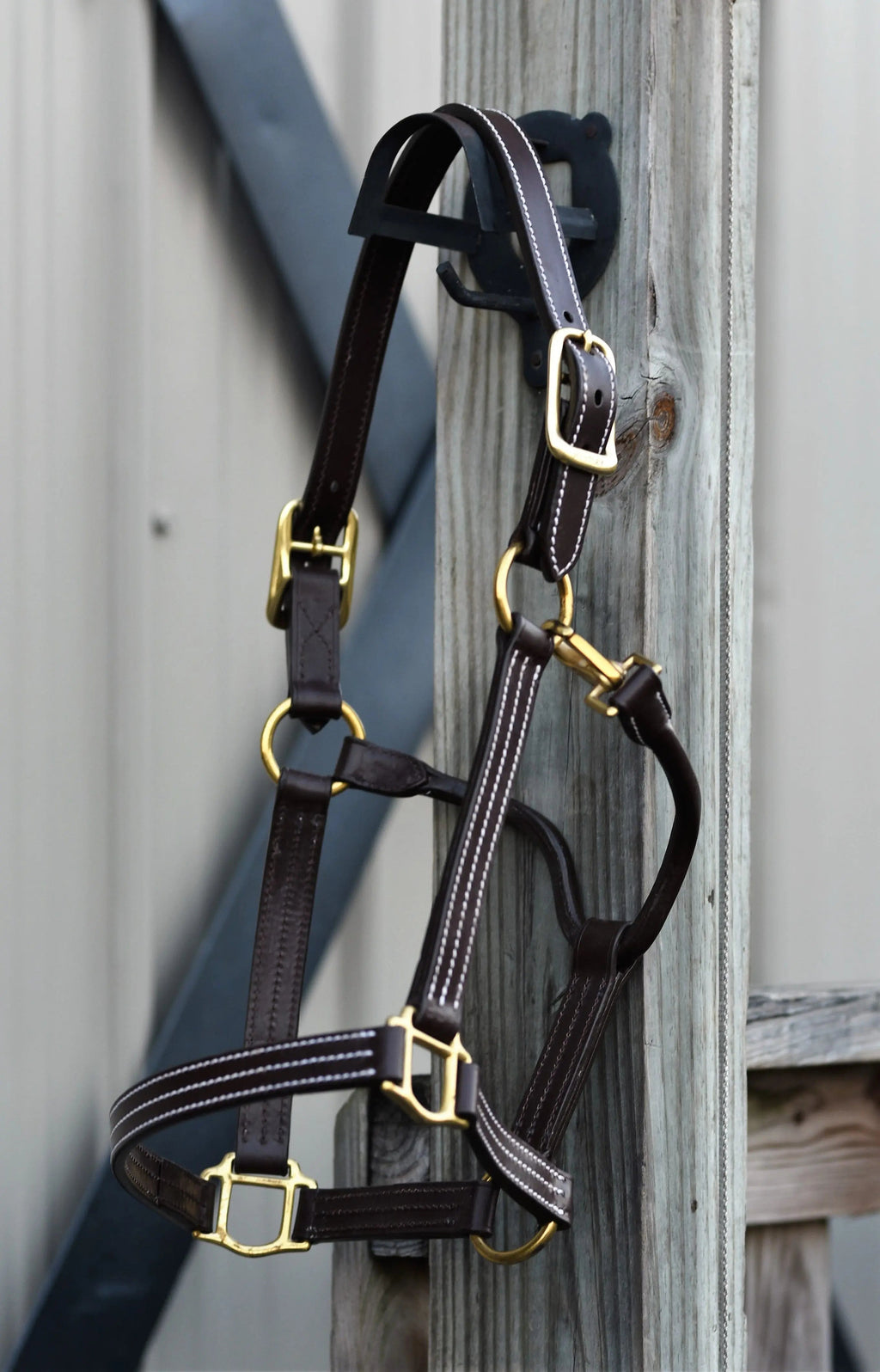 Huntley Equestrian Premium Leather Triple Stitched Halter with Snap