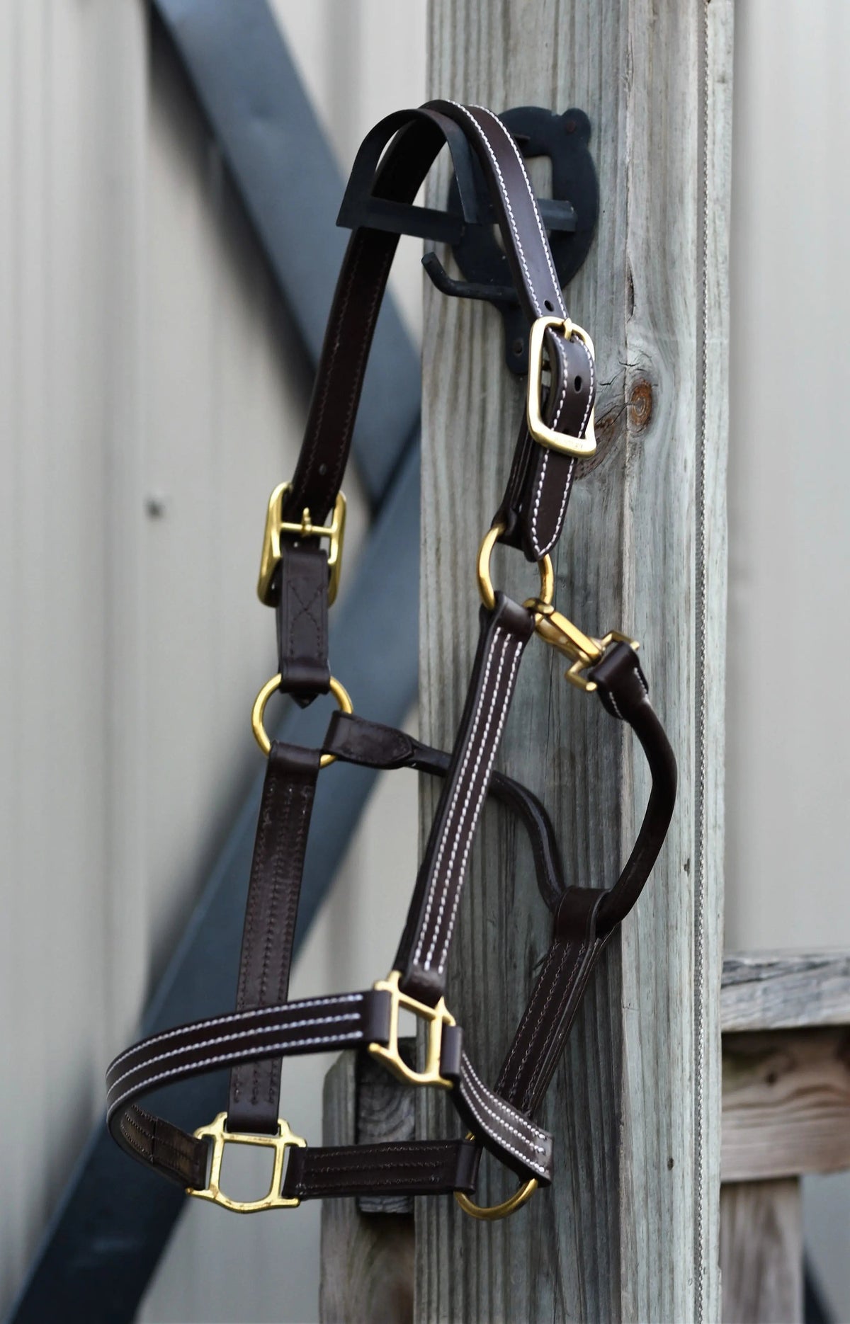 Huntley Equestrian Premium Leather Triple Stitched Halter with Snap