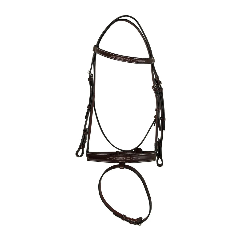 Huntley Equestrian Sedgwick Fancy Stitched Fixed Flash Noseband Bridle With Reins