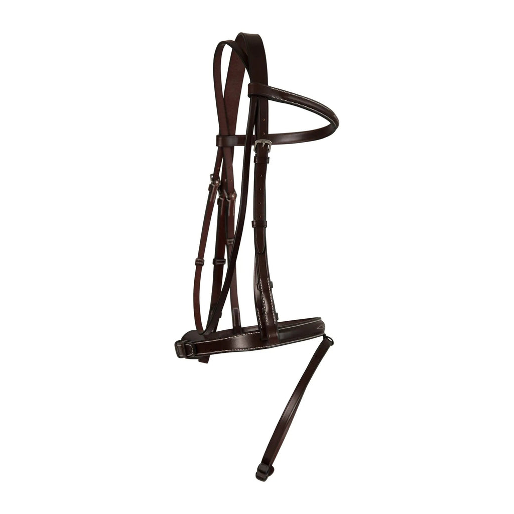 Huntley Equestrian Sedgwick Fancy Stitched Fixed Flash Noseband Bridle With Reins
