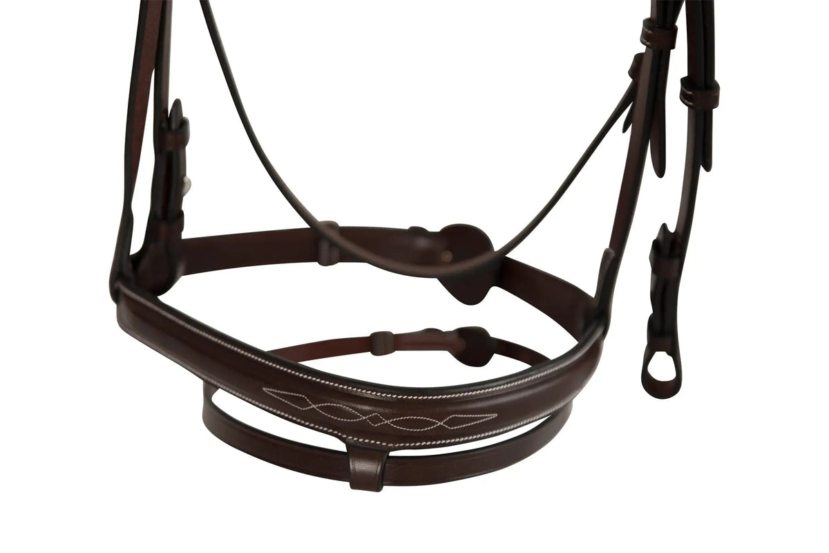 Huntley Equestrian Sedgwick Fancy Stitched Fixed Flash Noseband Bridle With Reins