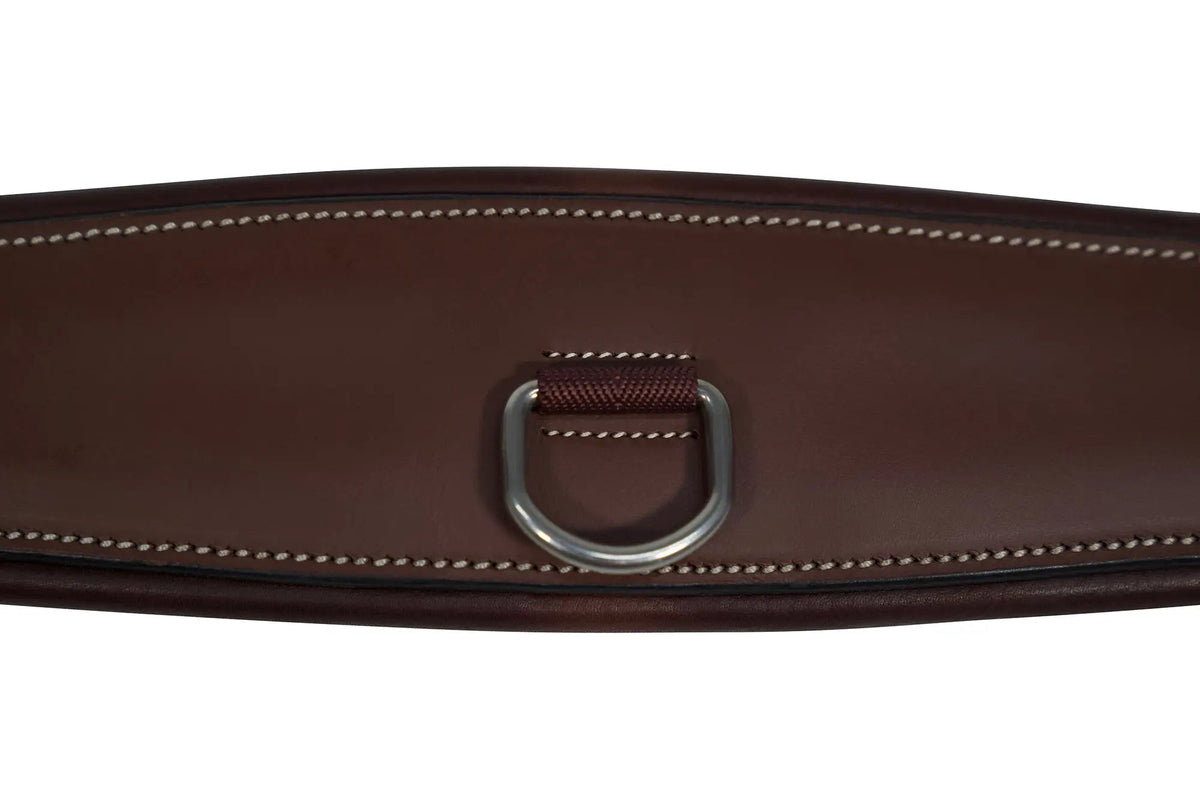 Huntley Equestrian Sedgwick Leather Fancy Stitched Padded Leather Contour Shaped Girth with Double End Elastic