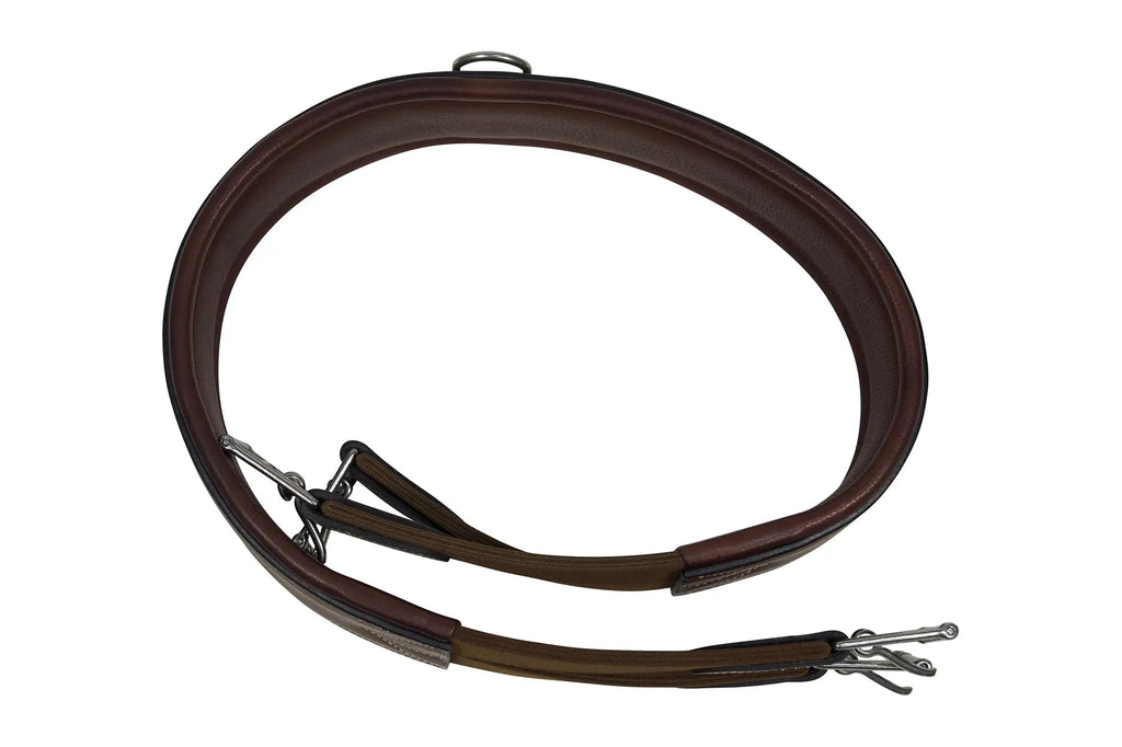 Huntley Equestrian Sedgwick Leather Fancy Stitched Padded Leather Contour Shaped Girth with Double End Elastic