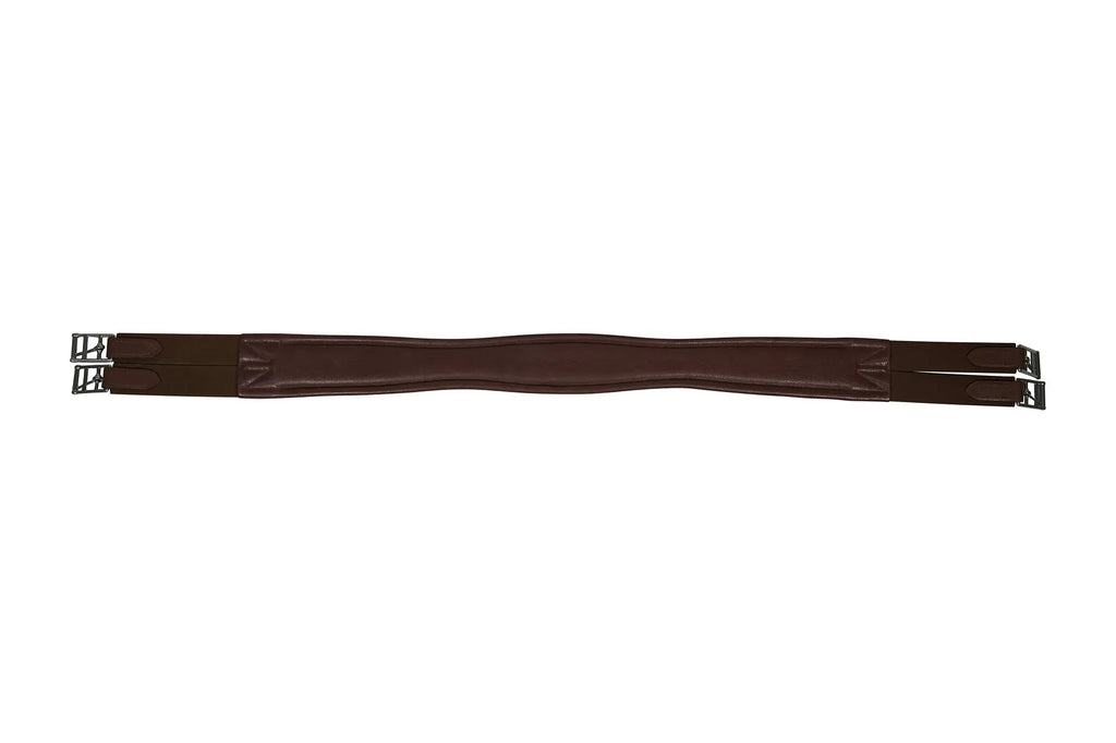 Huntley Equestrian Sedgwick Leather Fancy Stitched Padded Leather Contour Shaped Girth with Double End Elastic