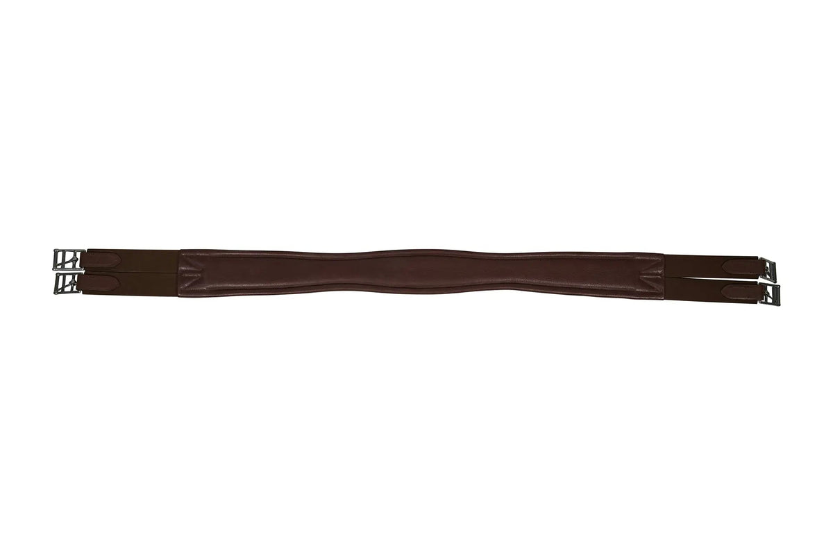 Huntley Equestrian Sedgwick Leather Fancy Stitched Padded Leather Contour Shaped Girth with Double End Elastic