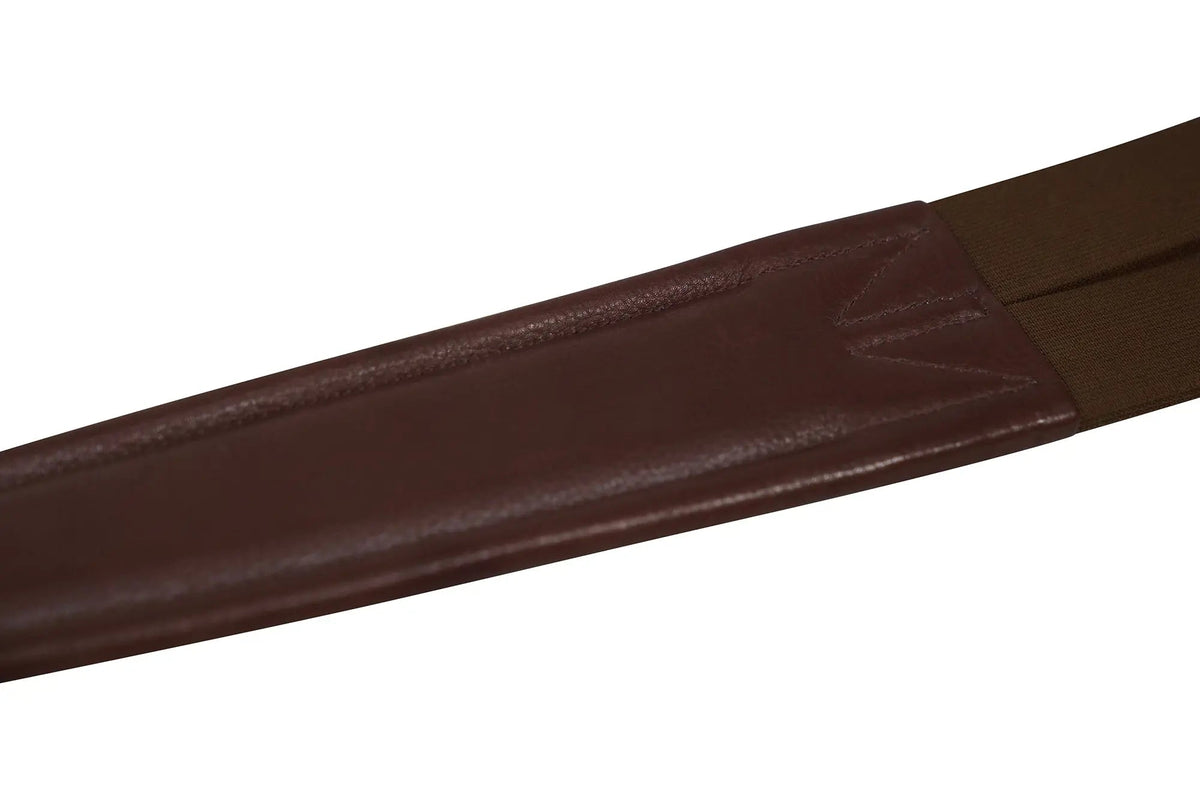 Huntley Equestrian Sedgwick Leather Fancy Stitched Padded Leather Contour Shaped Girth with Double End Elastic