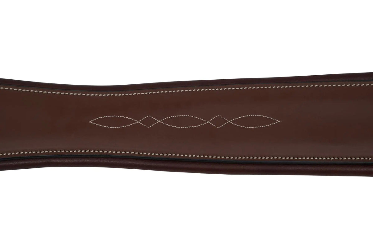 Huntley Equestrian Sedgwick Leather Fancy Stitched Padded Leather Contour Shaped Girth with Double End Elastic