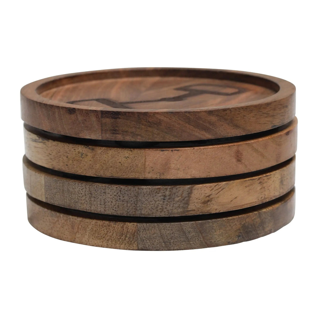 Huntley Equestrian Wooden Coasters with Decorative Bit Design, set of 4
