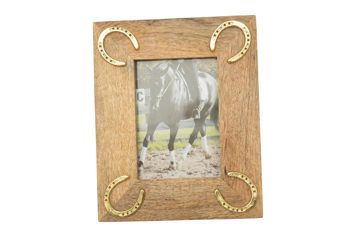 Huntley Equestrian Wooden Picture Frame with Gold Horse Shoes, 5 x 7