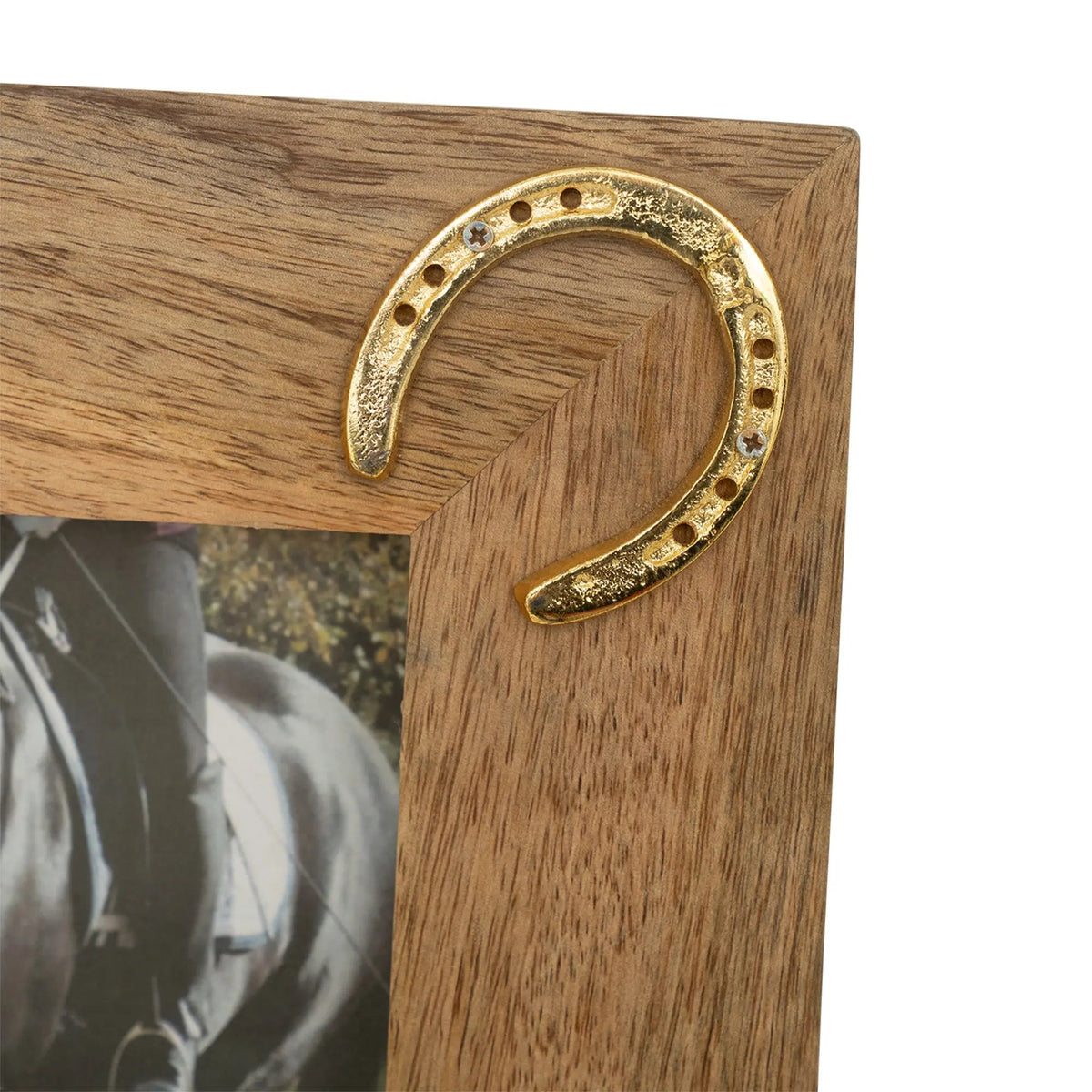 Huntley Equestrian Wooden Picture Frame with Gold Horse Shoes, 5 x 7