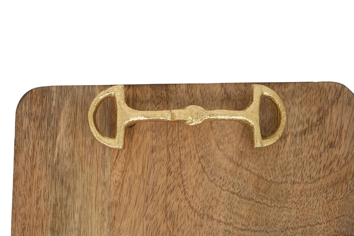 Huntley Equestrian Wooden Square Tray with Gold Bit