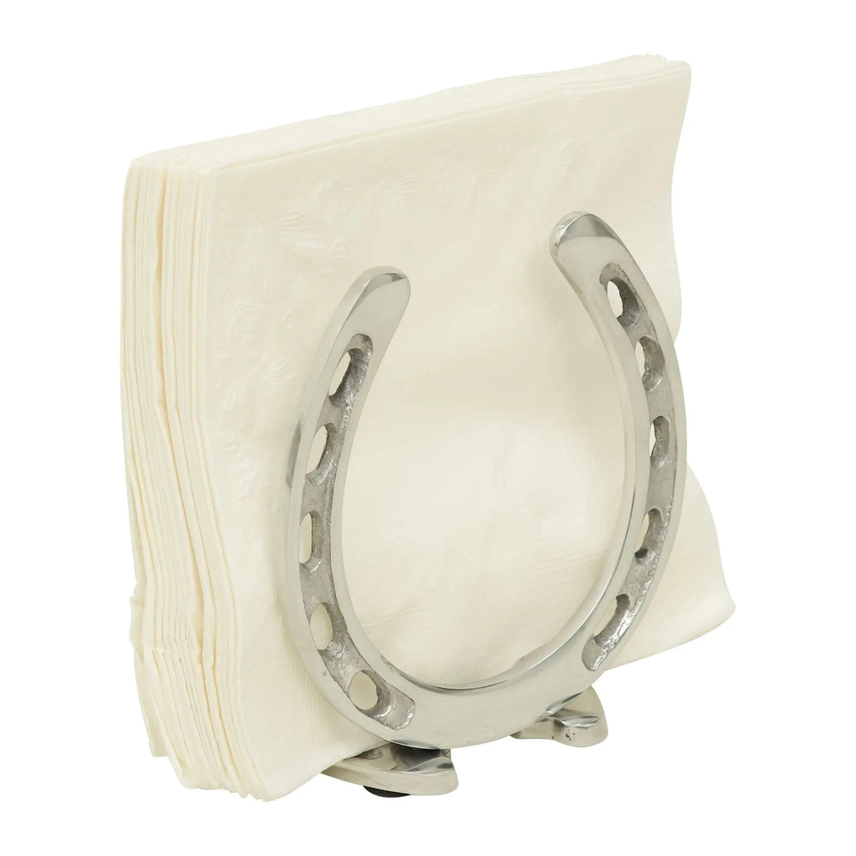 Huntley Horseshoe Napkin Holder, Aluminum Silver Finish