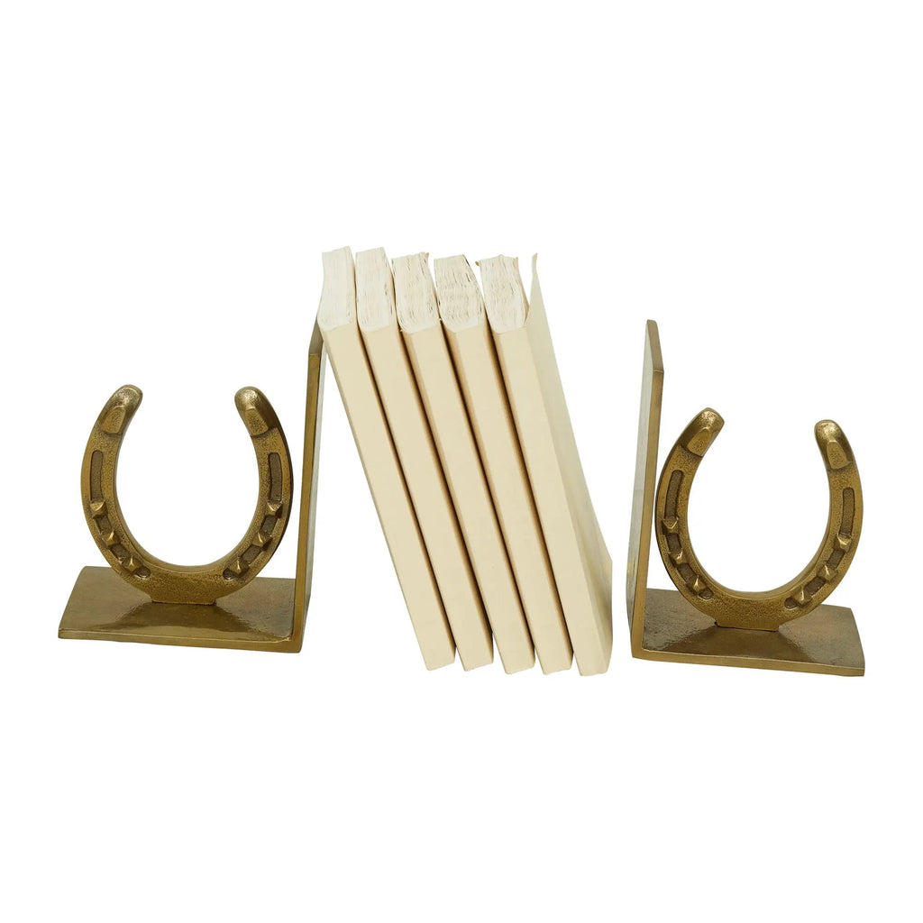 Huntley Horse shoe Bookends, Pair, Brass Antique Finish