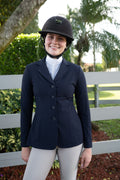 Grand Prix Ladies Quinn Show Coat, 4 Button with Hidden Zipper Closure, Navy