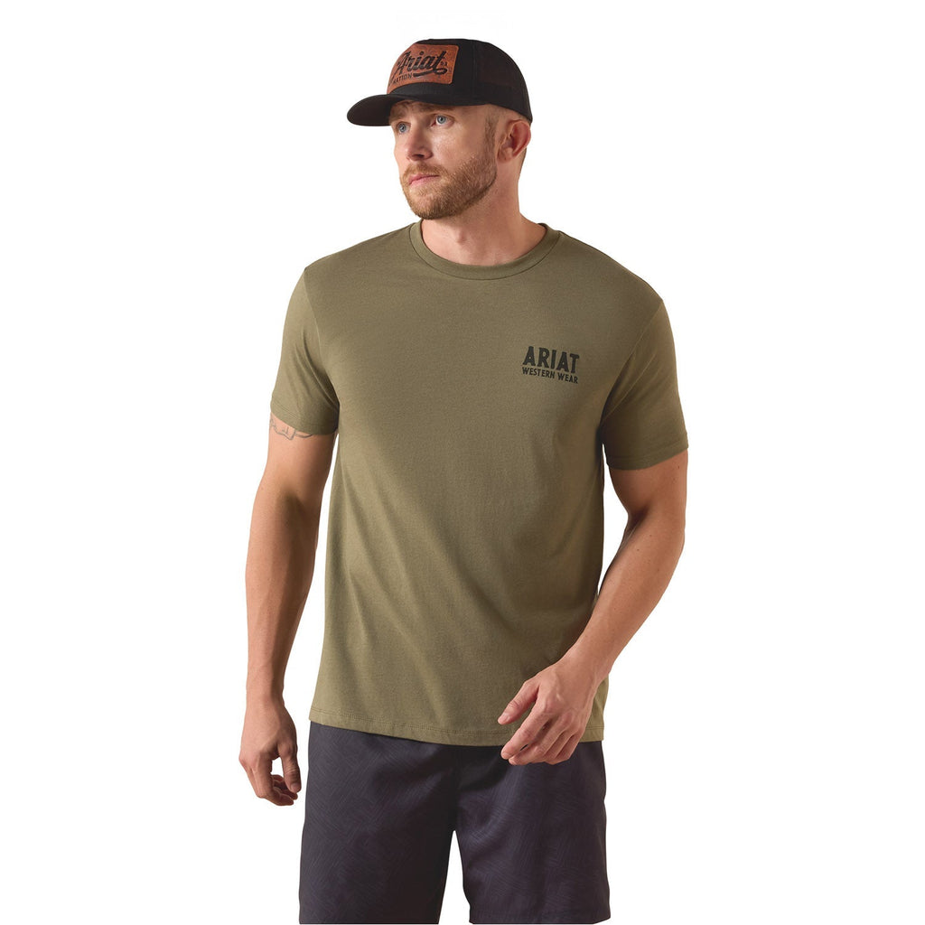Ariat Mens Outline Shop Short Sleeve Shirt, Western Wear Tee