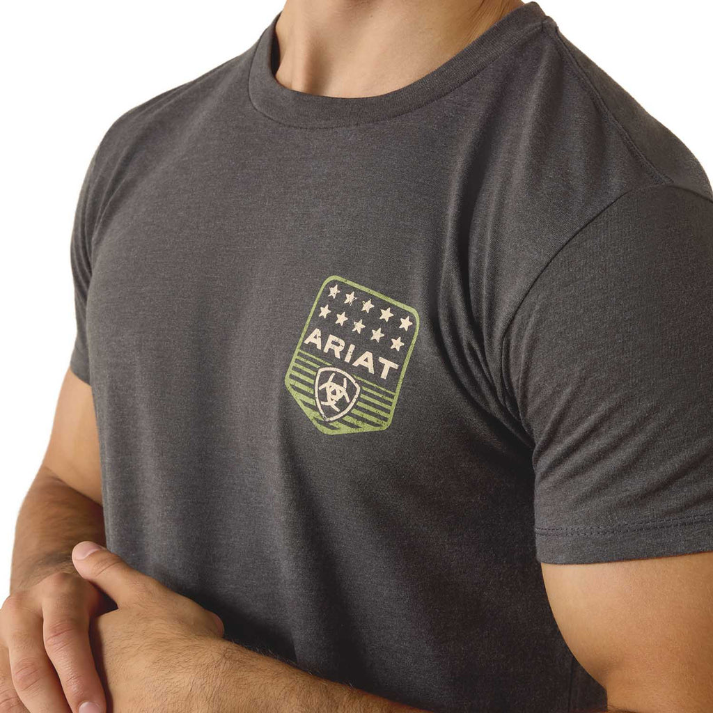 Ariat Mens Patriotic Badge Short Sleeve Shirt, 100% Cotton Unisex Top