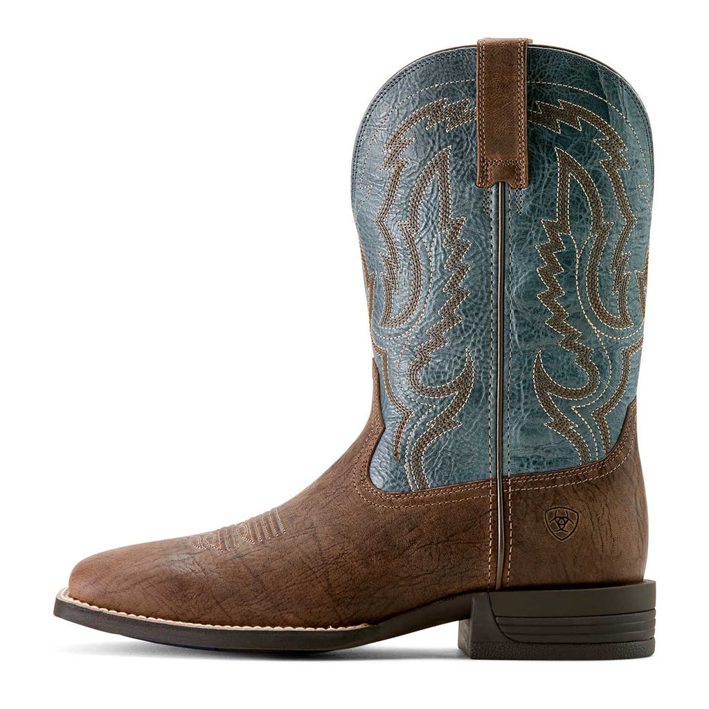 Ariat Mens Steadfast Wide Square Toe Leather Cowboy Boot – Comfortable All-Day Western Work Boot