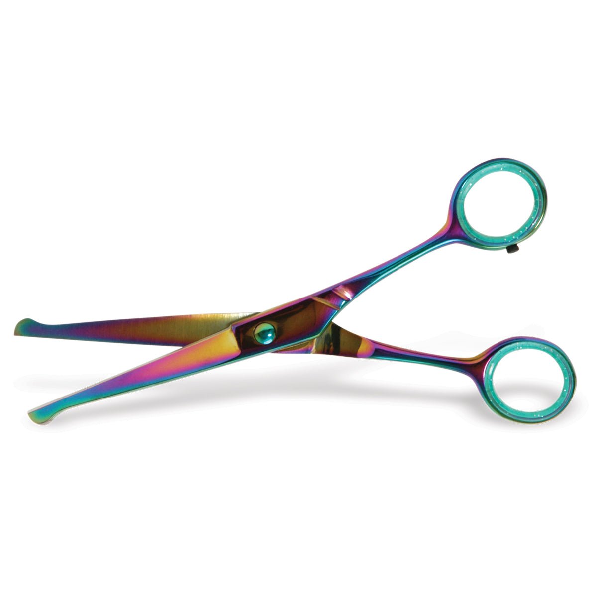 Jeffers Ball-Tip Curved Grooming Shear in Multicolored Stainless Steel, 6 1/2"