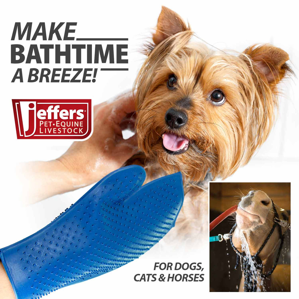 Jeffers GROOMIT - Rubber Grooming Glove for Animals