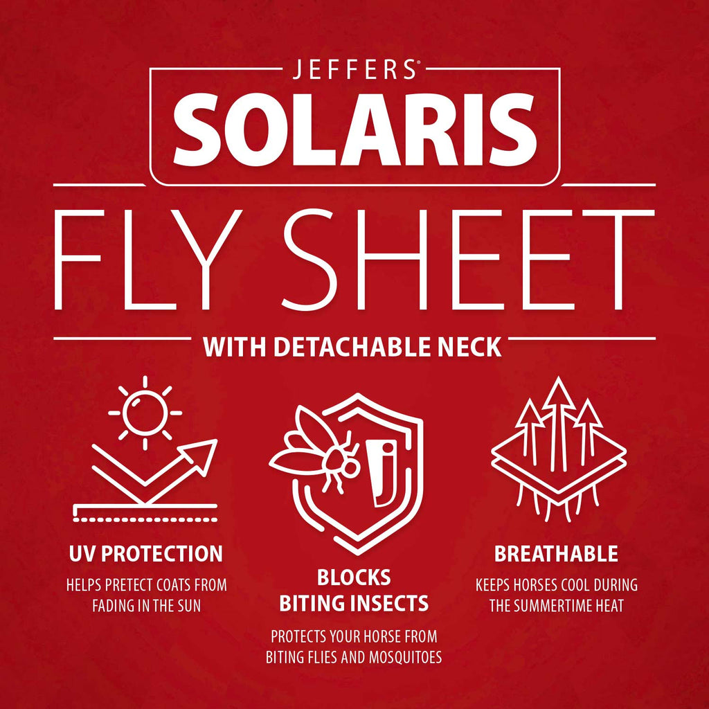 Jeffers Solaris Horse Fly Sheet with Detachable Neck, Grey & Red
