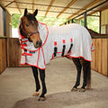 Jeffers Solaris Horse Fly Sheet with Detachable Neck, Grey & Red