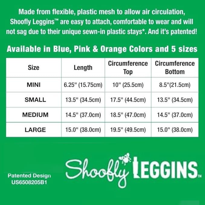 Shoofly Leggins Fine Mesh Fly Boots for Horses, 4 Pack